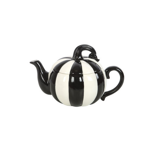 Black and White Striped Pumpkin Teapot