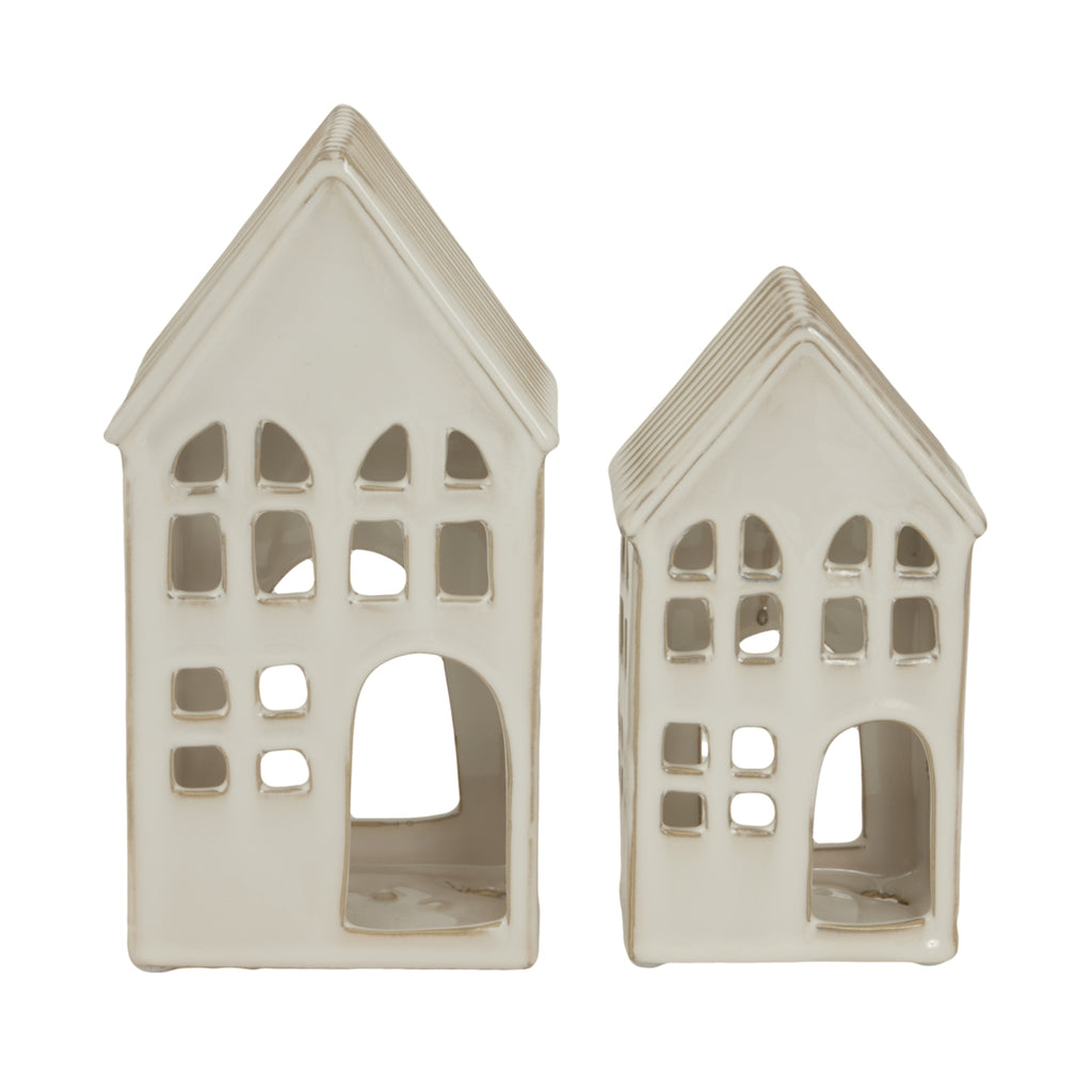 Large White Ceramic House Tea Light Holder