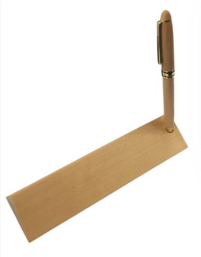 Imperial Wooden Light Brown Gold Trim Ball Pen With Handmade Triangle Wooden Box IMP309 - CLEARANCE MIGHT NEEDS RE-REFILL