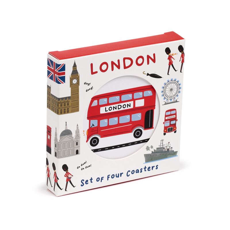Puckator London Souvenir Set of 4 Cork Coasters