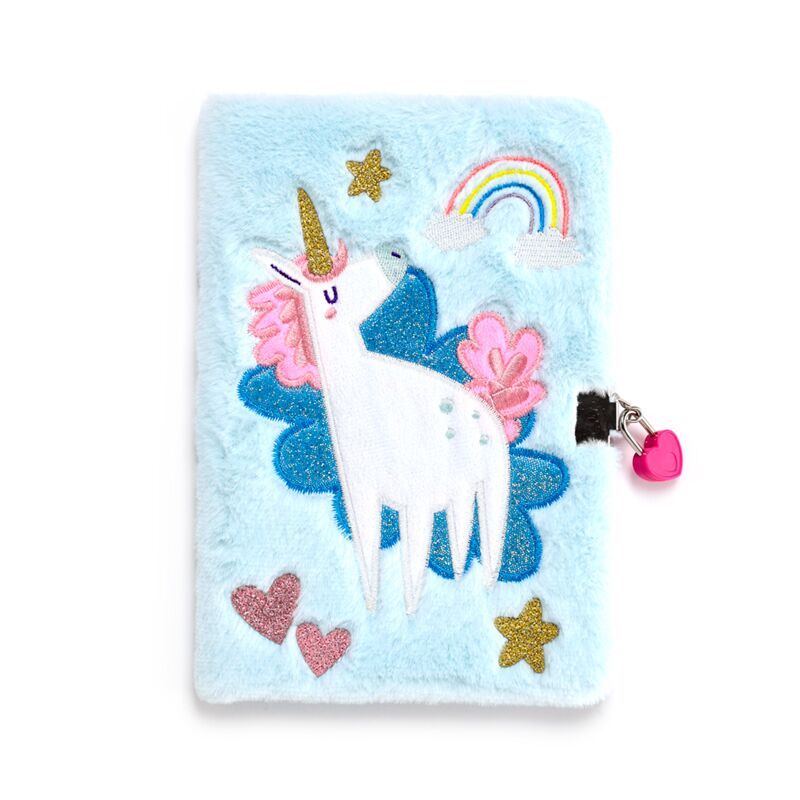 Puckator Unicorn Magic Plush Lockable Notebook with Padlock & Key