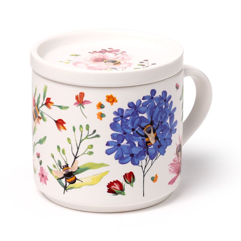Puckator Nectar Meadows Porcelain Mug & Coaster Lid Set