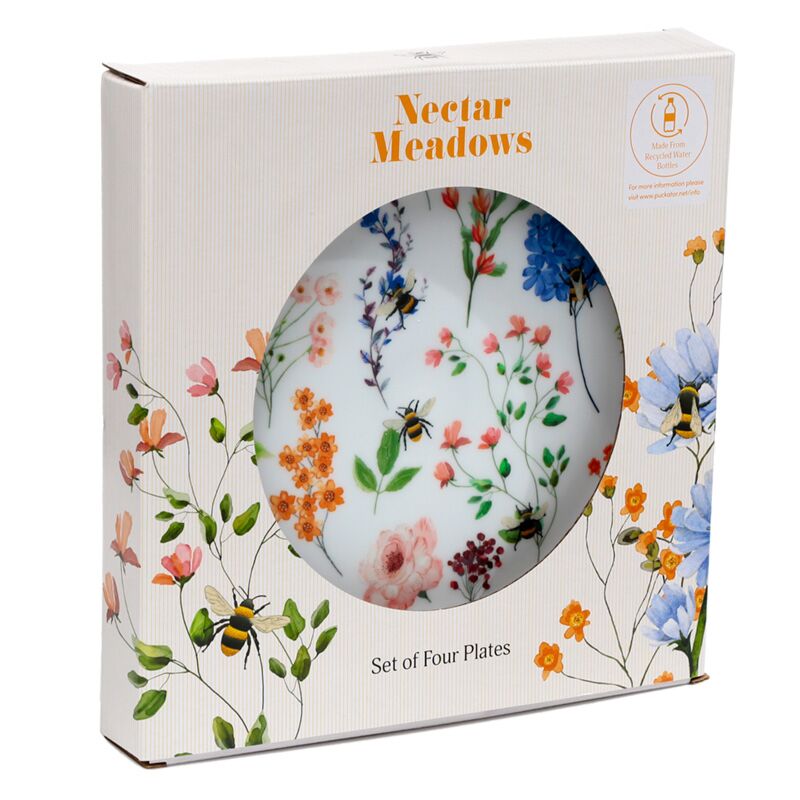 Puckator Nectar Meadows Set of 4 RPET Picnic Plates