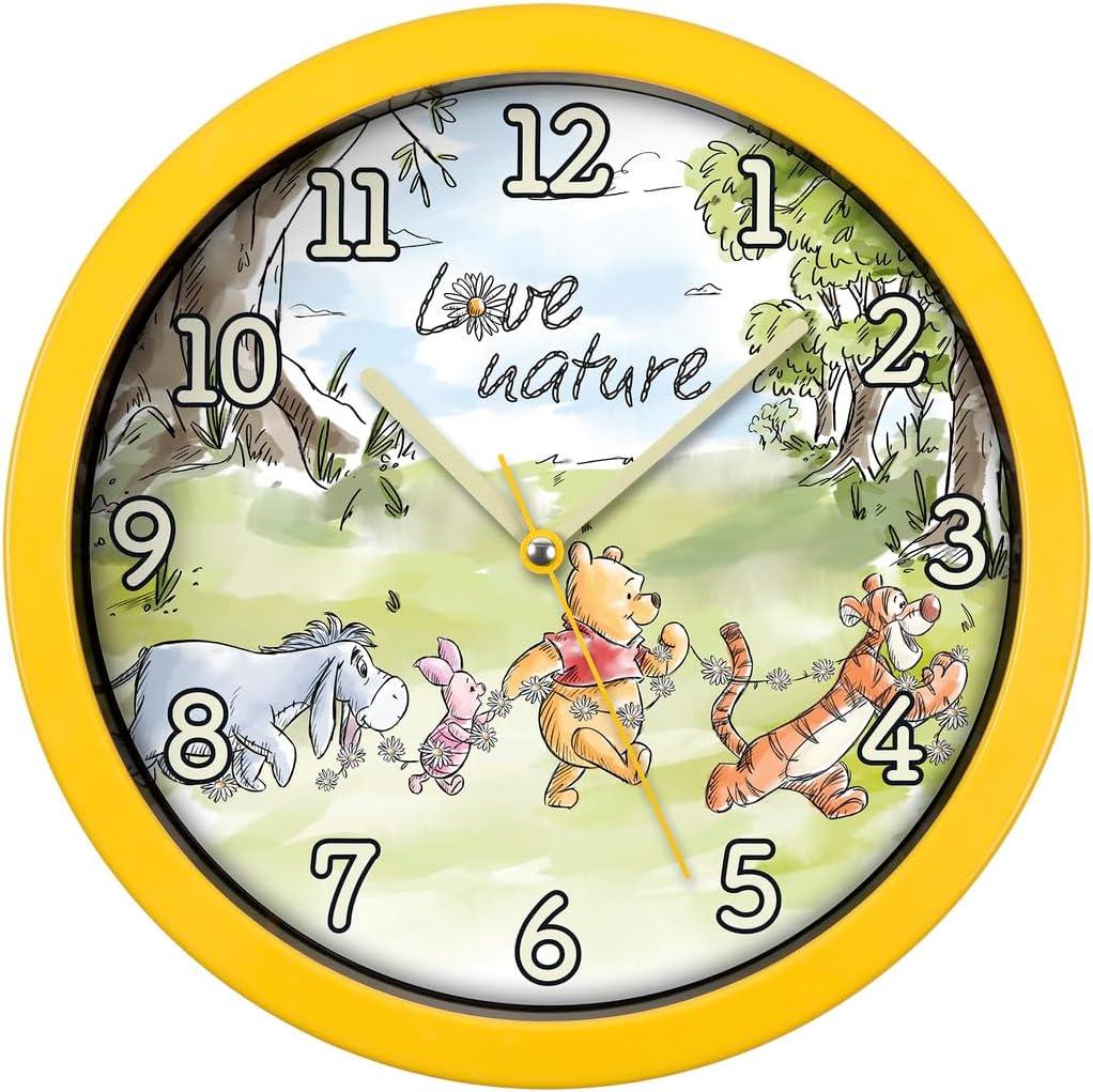 Disney Winnie The Pooh Childrens Yellow Wall Clock WP3014  25CM