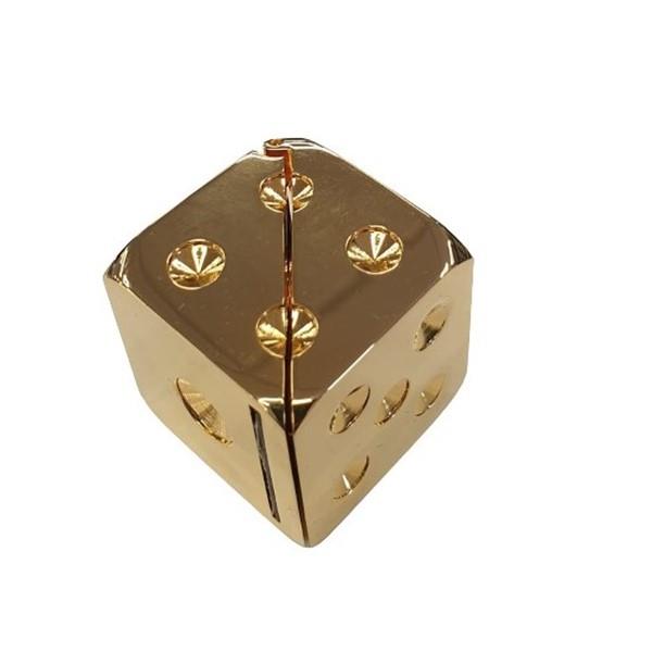 Miniature Clock Gold Plated Dice with photo frame Solid Brass IMP71 - CLEARANCE NEEDS RE-BATTERY