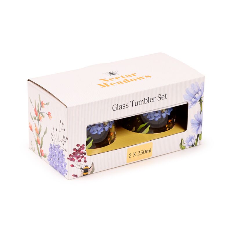 Puckator Nectar Meadows Set of 2 Glass Tumblers 250ml