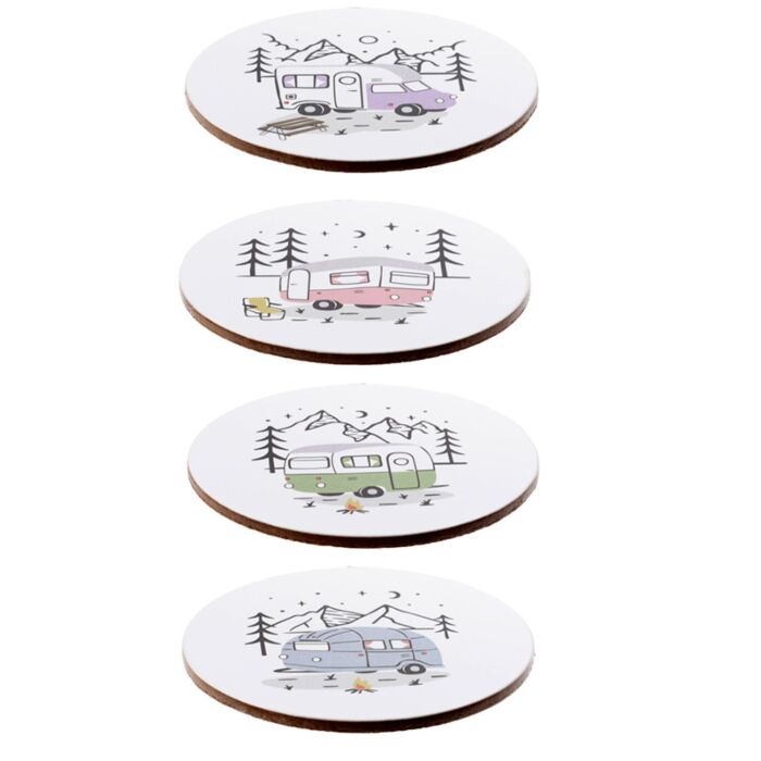 Puckator Wildwood Caravan Set of 4 Cork Coasters