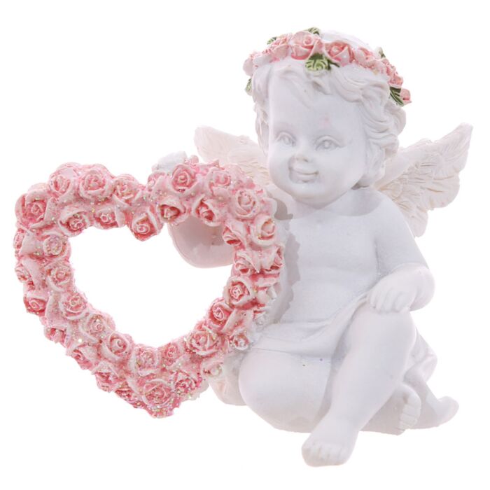 Puckator Cherub with Pink Rose Heart