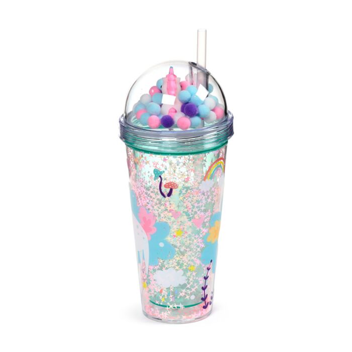 Puckator Unicorn Magic Double Walled Cup & Straw with Charms