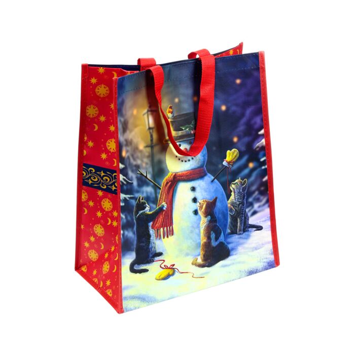 Puckator Lisa Parker Christmas Cats & Snowman Reusable Shopping Bag