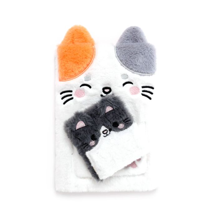 Puckator Adoramals Lola the Cat Plush Notebook with Pouch & Mini Notebook