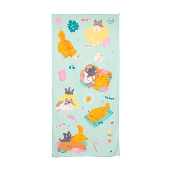 Puckator Beans & Co Cats Microfibre Beach Towel