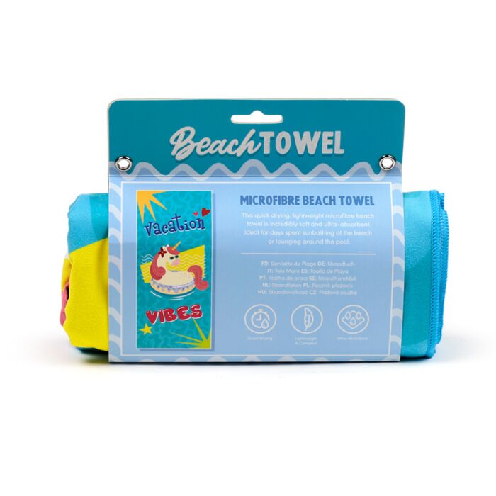 Puckator Vacation Vibes Unicorn Microfibre Beach Towel