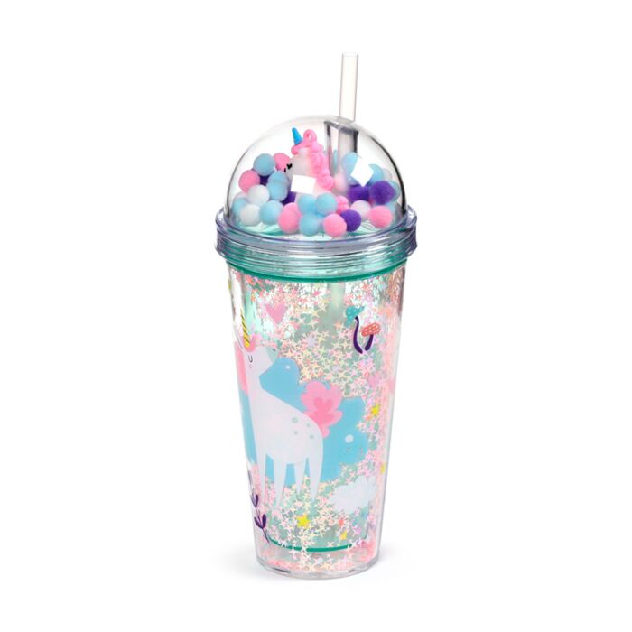 Puckator Unicorn Magic Double Walled Cup & Straw with Charms