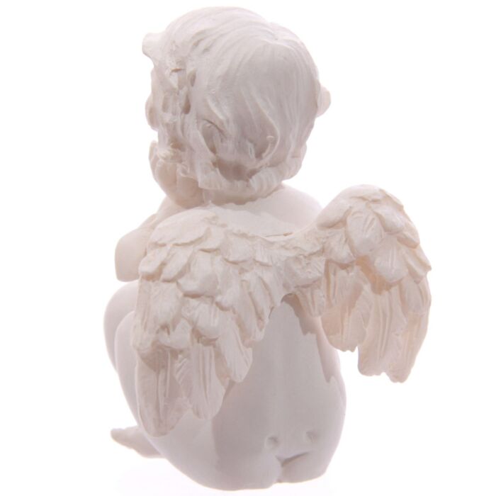 Puckator White Cherub Sitting with Red Heart Gem