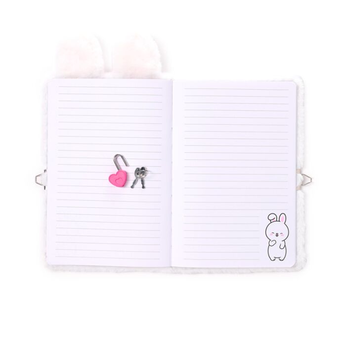 Puckator Adoramals Frances the Rabbit Plush Lockable Notebook with Padlock & Key