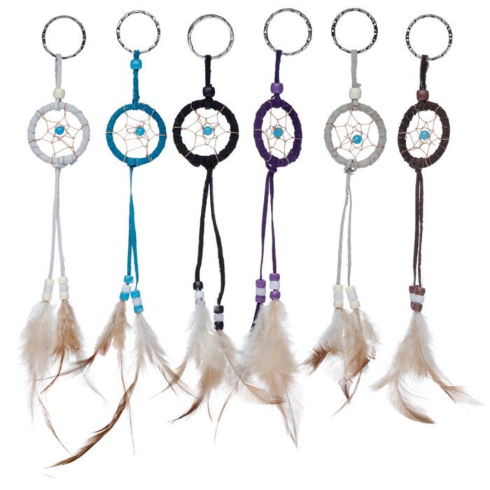 Puckator Mini Feather Dreamcatcher Key Ring with Beads