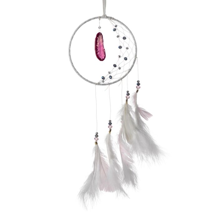 Puckator White Sickle Crescent Moon Dreamcatcher with Agate Charm