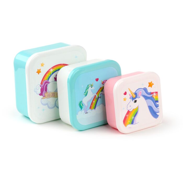 Puckator Set of 3 Lunch Box S/M/L Enchanted Rainbows Unicorn