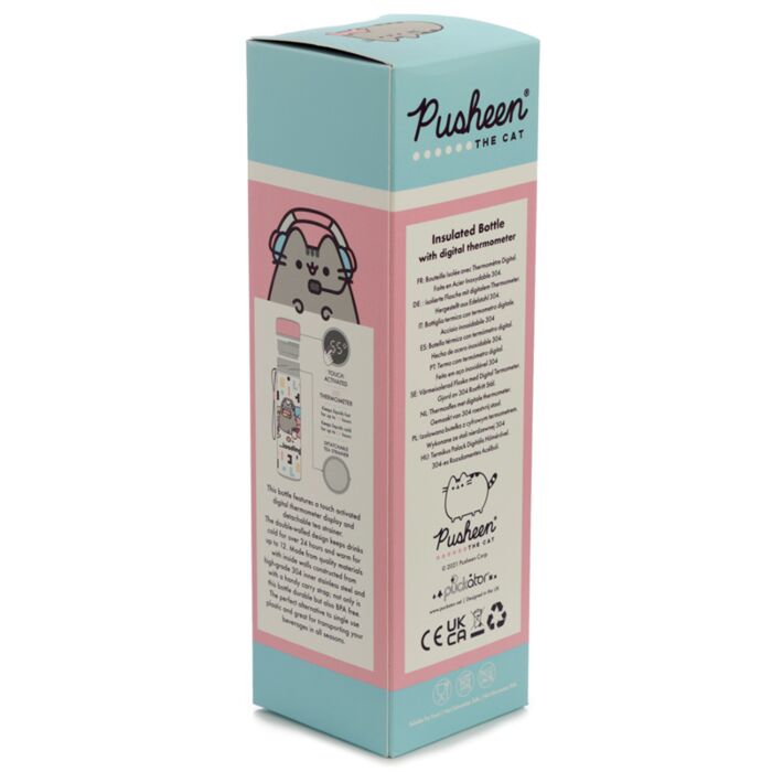 Puckator Pusheen Cat Gaming Hot & Cold Digital Thermometer Bottle