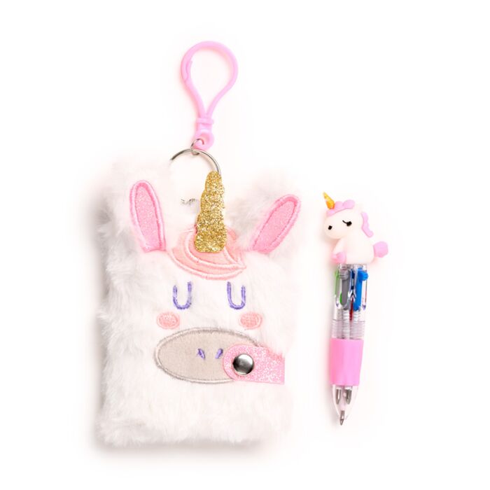 Puckator Unicorn Magic Plush A7 Mini Notepad & Multi Colour Pen (4 Colours)
