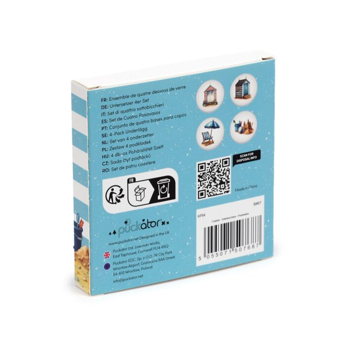 Puckator Coastal Set of 4 Cork Coasters