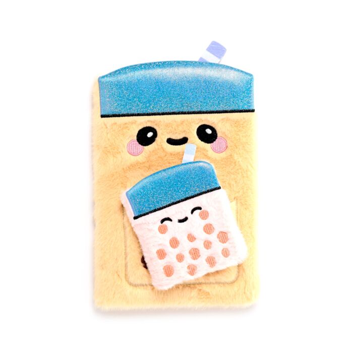 Puckator Foodiemals Bubble Tea Plush Notebook with Pouch & Mini Notebook