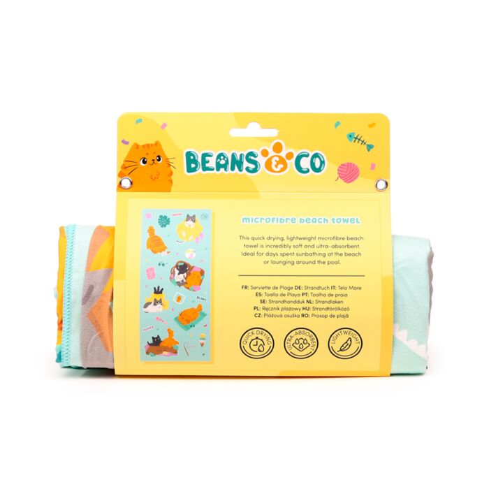 Puckator Beans & Co Cats Microfibre Beach Towel