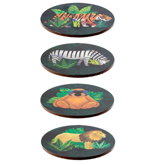 Puckator Animal Kingdom Set of 4 Cork Coasters