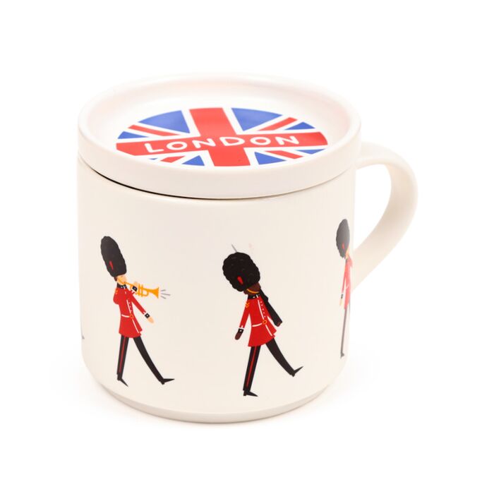 Puckator London Souvenir London Guardsman Porcelain Mug & Coaster Lid Set