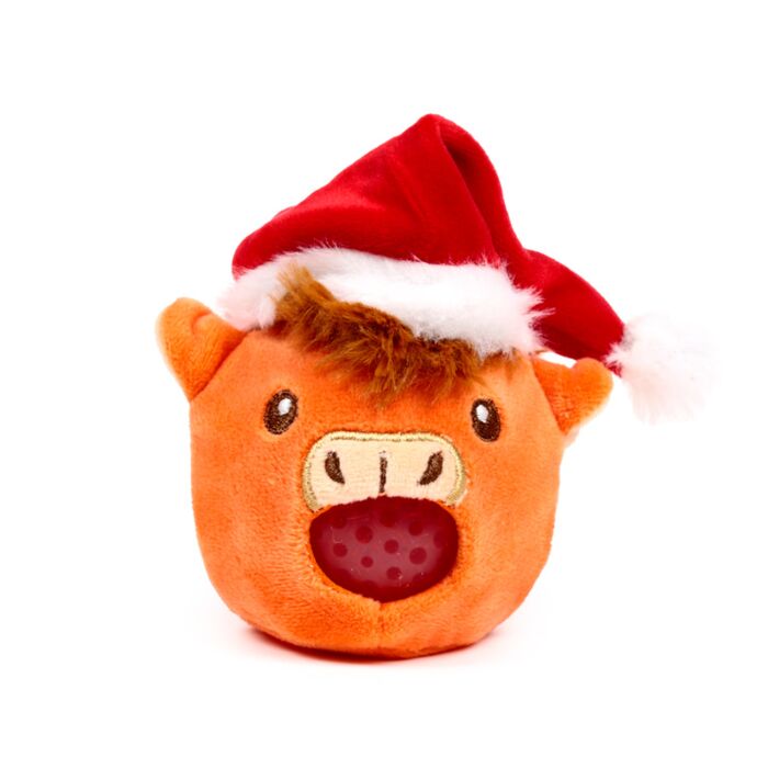 Puckator Queasy Squeezies Christmas Hat Highland Coo Plush Squeezy Toy