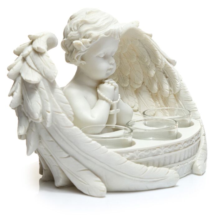 Puckator White Cherub 3 Tea Light Candle Holder