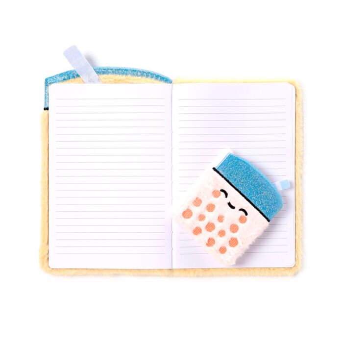 Puckator Foodiemals Bubble Tea Plush Notebook with Pouch & Mini Notebook