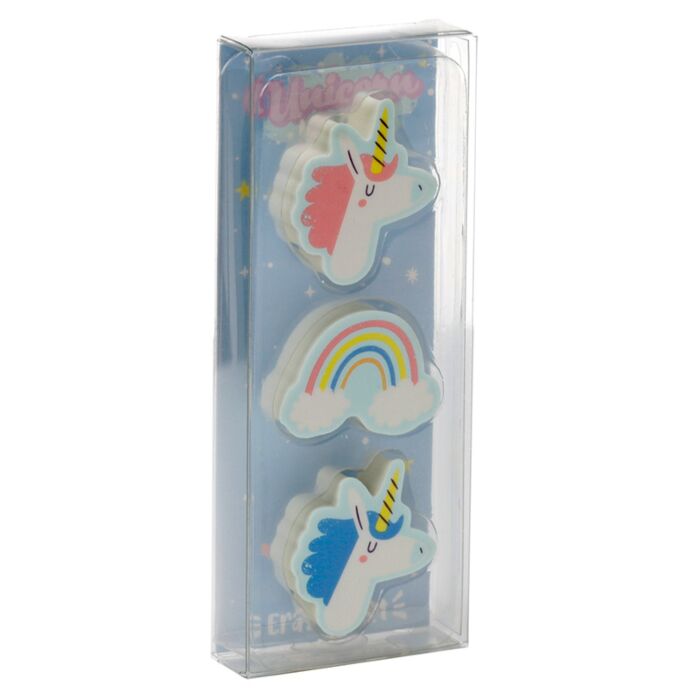 Puckator Unicorn Magic 3 Piece Eraser Set