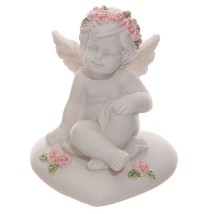 Puckator Cherubs With Pink Roses Sitting on a Heart