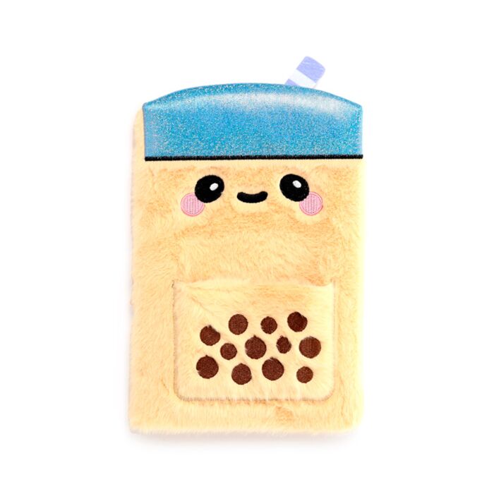 Puckator Foodiemals Bubble Tea Plush Notebook with Pouch & Mini Notebook