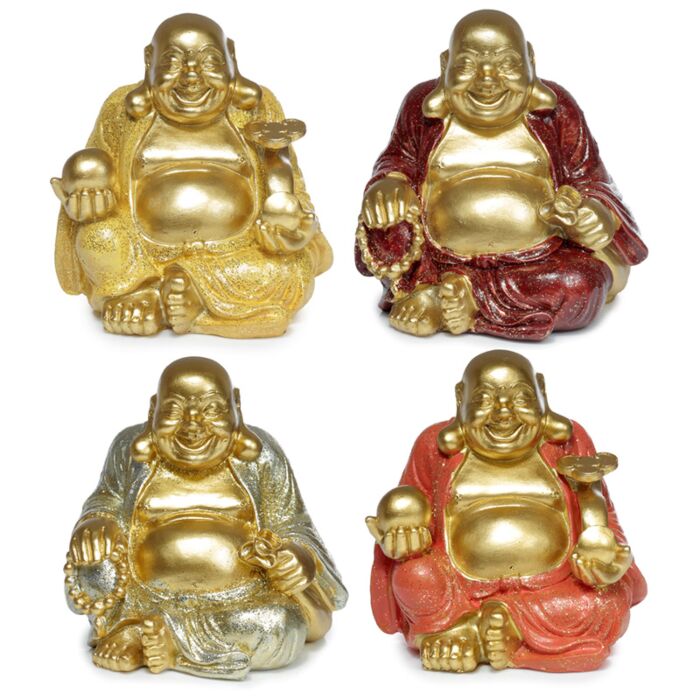 Puckator Mini Lucky Glitter Chinese Laughing Buddha 8cm