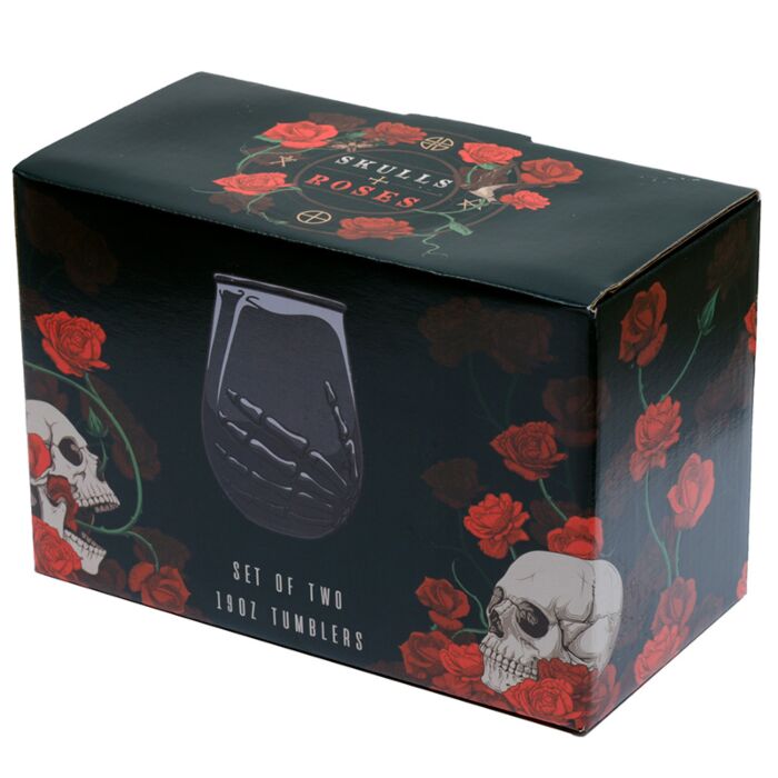 Puckator Skeleton Hand Set of 2 Glass Tumblers