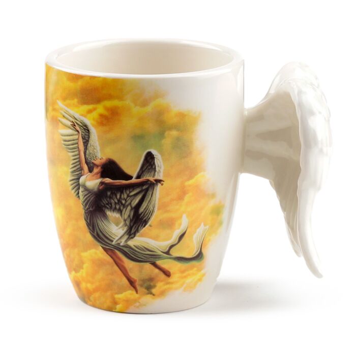 Puckator Angel Wings Ceramic Shaped Handle Mug with Decal