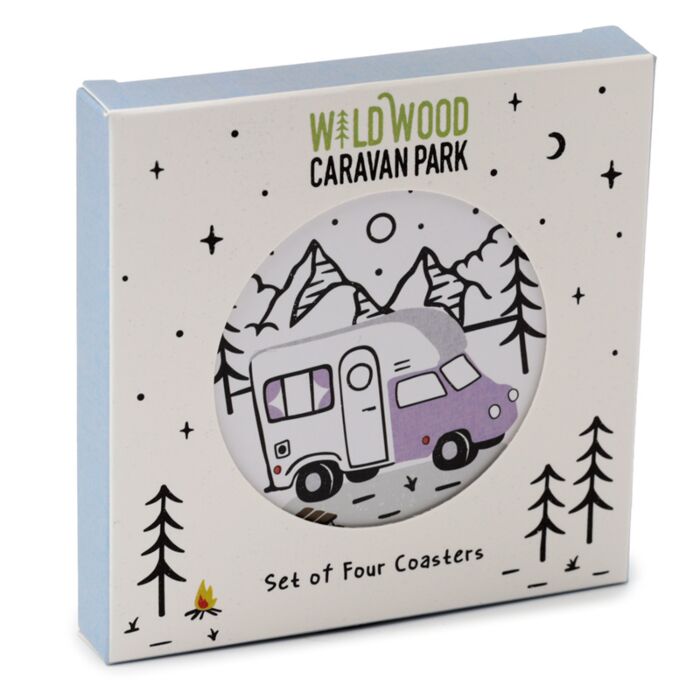 Puckator Wildwood Caravan Set of 4 Cork Coasters