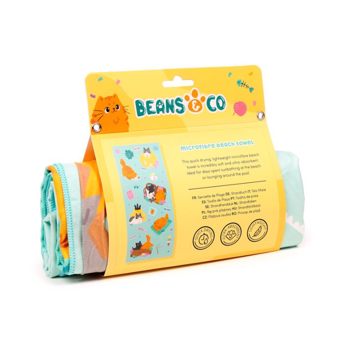 Puckator Beans & Co Cats Microfibre Beach Towel