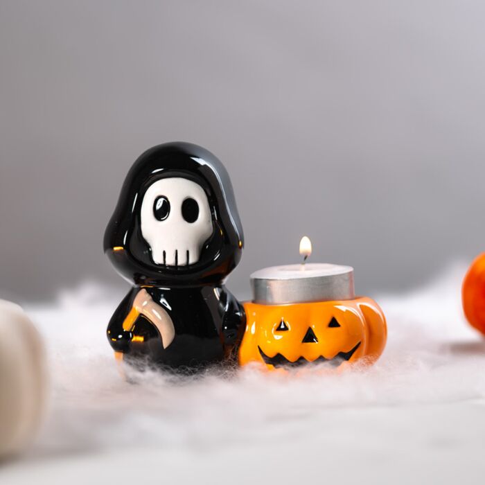 Puckator Ceramic Skull Boy Tea Light Candle Holder