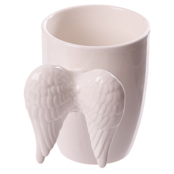 Puckator White Angel Wings Ceramic Shaped Handle Mug