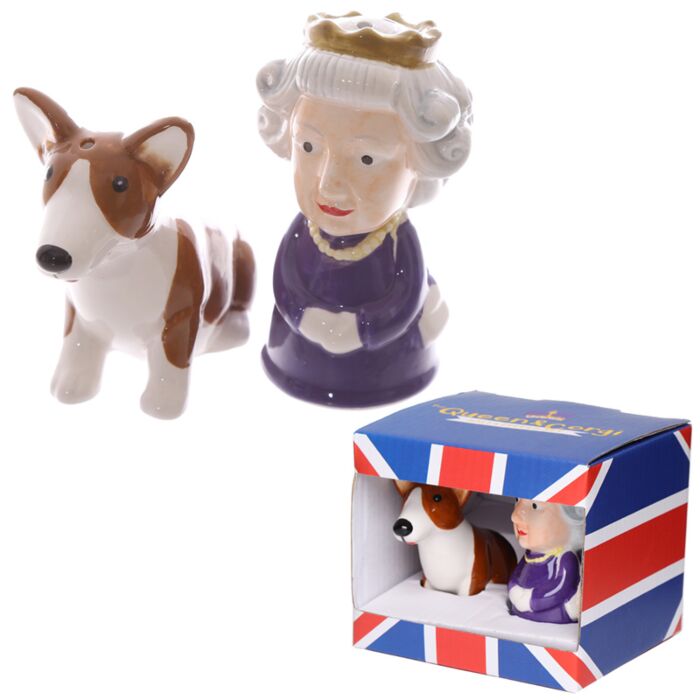 Puckator Queen & Corgi Ceramic Salt & Pepper Set