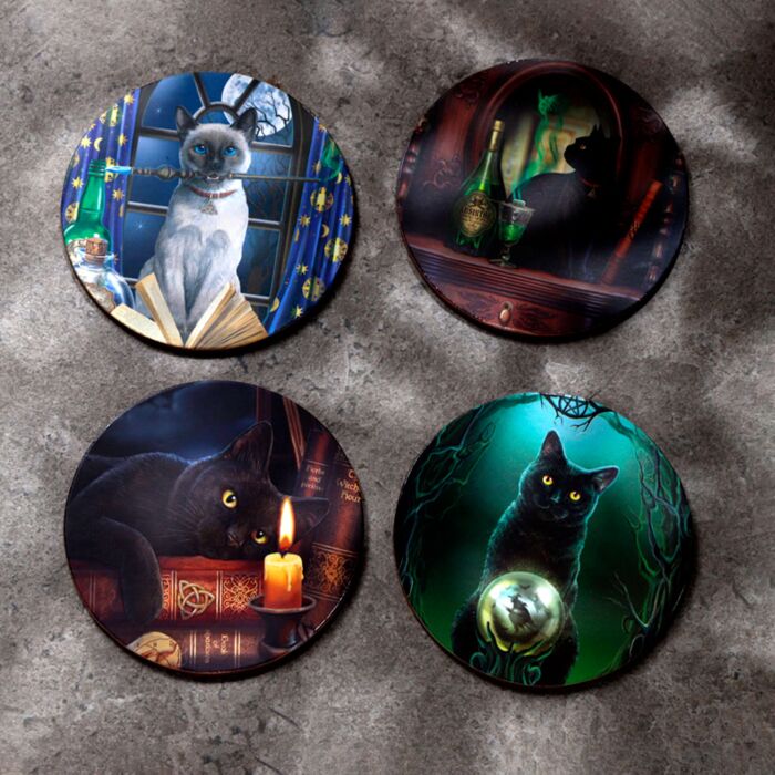 Puckator Lisa Parker Magic Cats Set of 4 Cork Coasters