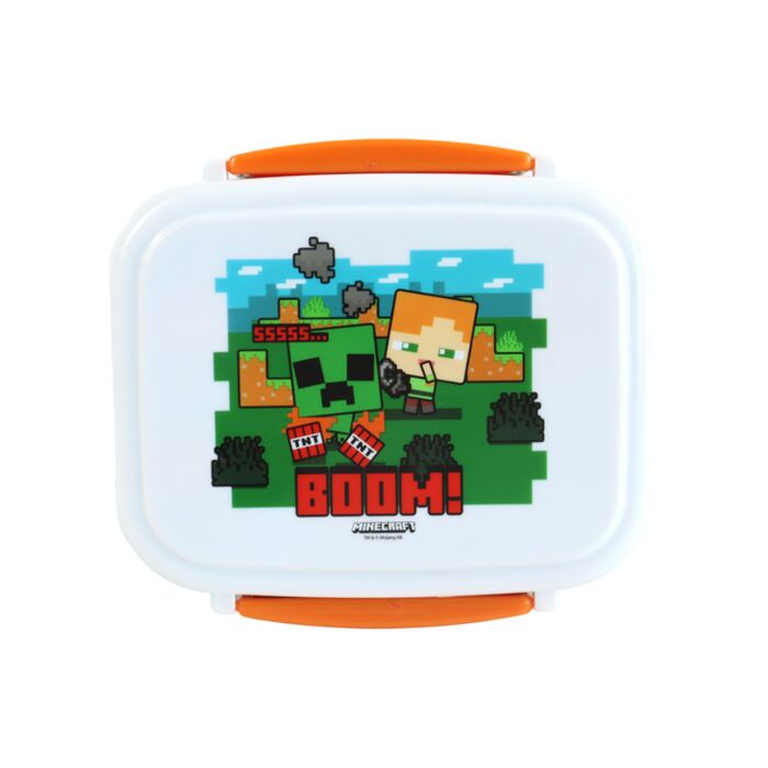 Puckator Minecraft SSS BOOM Clip Lock Stacked Bento Lunch Box with Cutlery