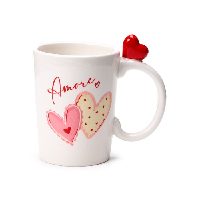 Puckator Amore Hearts Ceramic Shaped Handle Mug