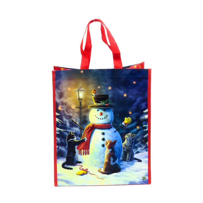 Puckator Lisa Parker Christmas Cats & Snowman Reusable Shopping Bag