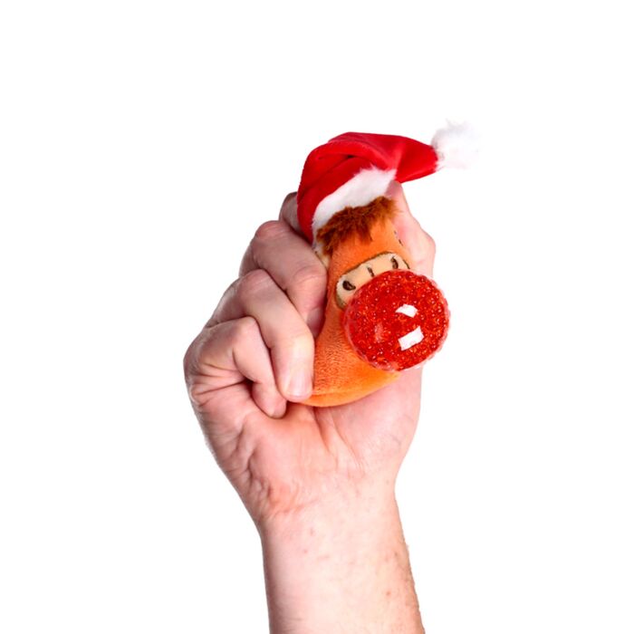 Puckator Queasy Squeezies Christmas Hat Highland Coo Plush Squeezy Toy