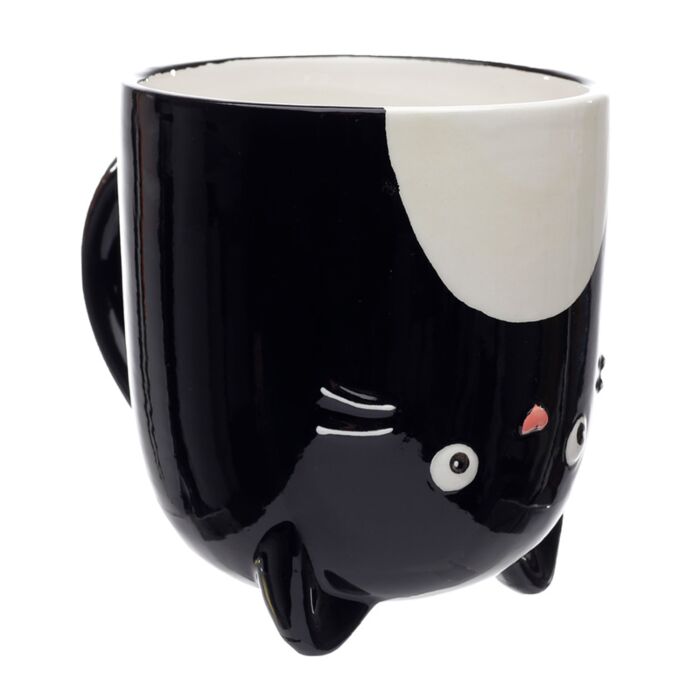 Puckator Feline Fine Black Cat Upside Down Ceramic Shaped Mug